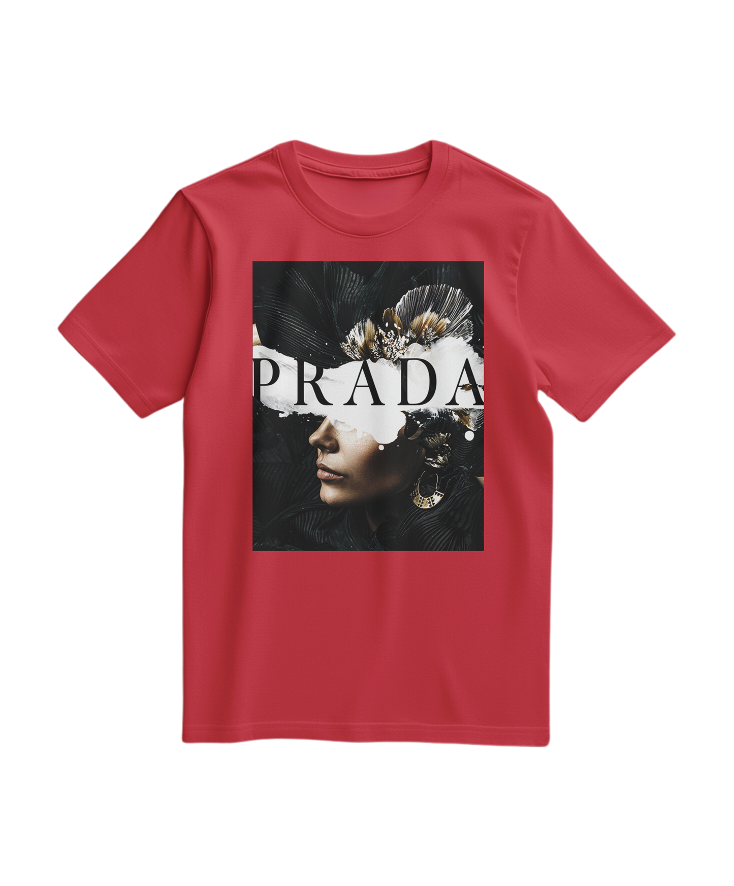 Camalestore T-shirt Shadow Muse vermelha, de algodão, com estampa moderna e confortável, vista frontal.