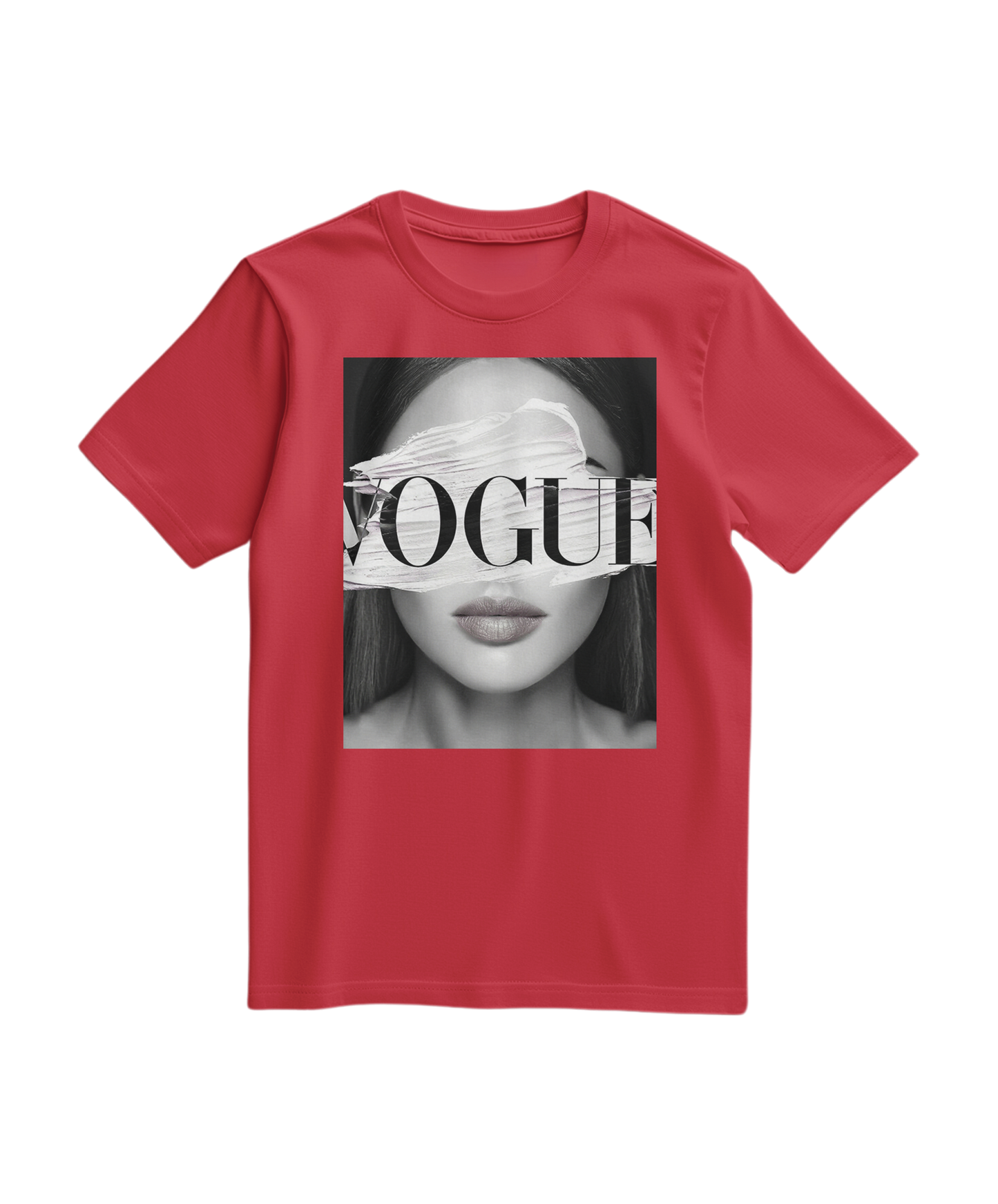 Camalestore T-shirt V Eyes vermelha, com estampa de olhos na frente, tecido confortável e estilo casual.