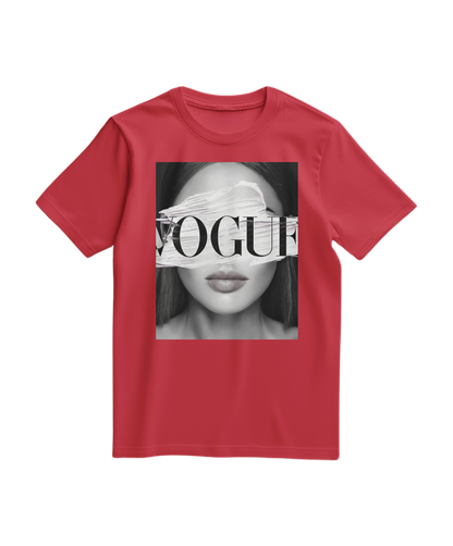 Camalestore T-shirt V Eyes vermelha, com estampa de olhos na frente, tecido confortável e estilo casual.