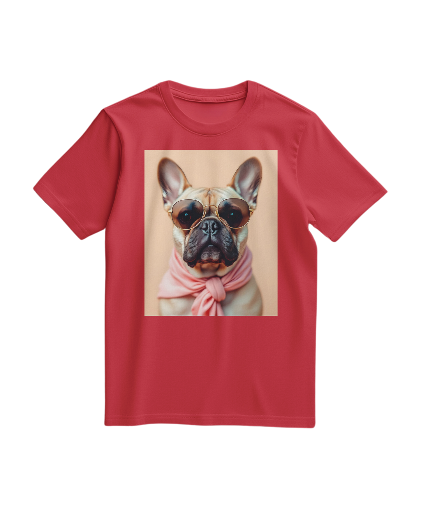 Camiseta vermelha Royal Muse da Camalestore, t-shirt de algodão com design moderno, vista frontal em fundo branco