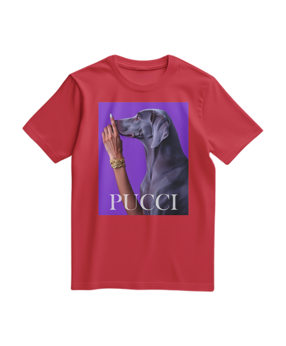 Camalestore T-shirt Pucci Violet, camiseta de manga curta com estampa vibrante em tons violetas e detalhes modernos.