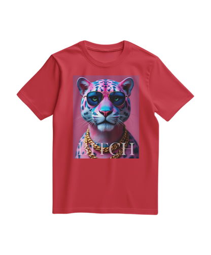 T-shirt neon Jungle Boss da Camalestore, t-shirt vermelho com estampado vibrante de selva e boss, para um look descontraído e moderno