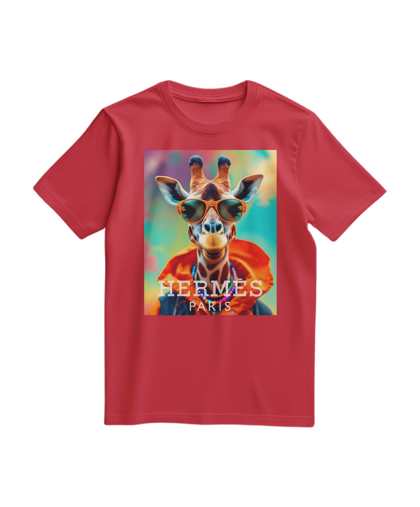 Camiseta laranja Safari Elite da Camalestore, com design vibrante e detalhes de tecido, vista em close na imagem.