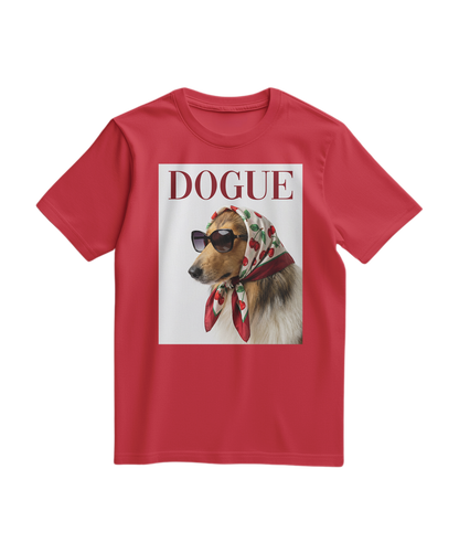 T-shirt vintage com design de cão Dogue Muse da Camalestore, cor vermelha, tecido confortável e estilo casual para homens e mulheres