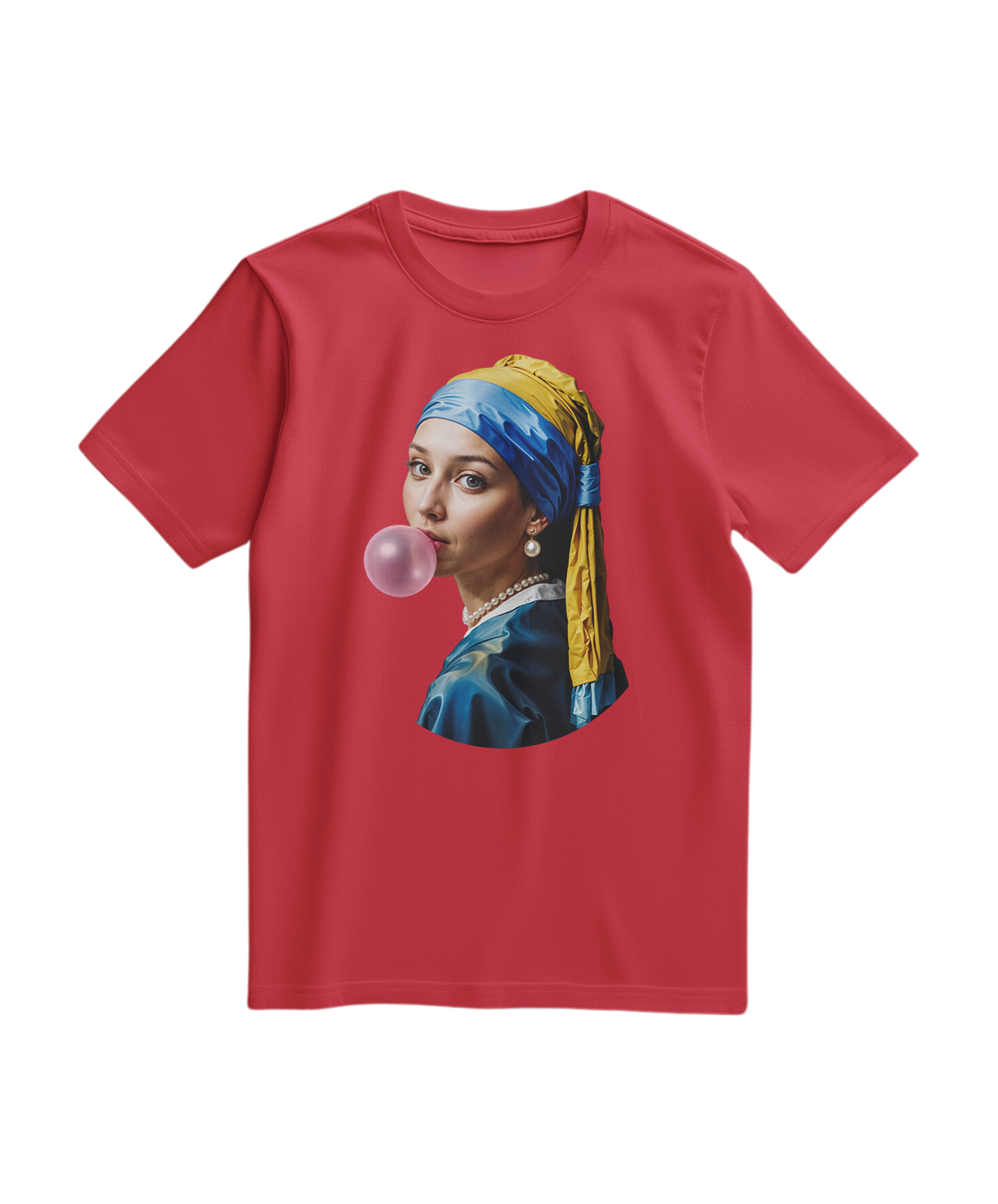 Camalestore T-shirt Pearl Bubble vermelha de algodão, estilo casual com detalhes modernos e confortável para o dia a dia.