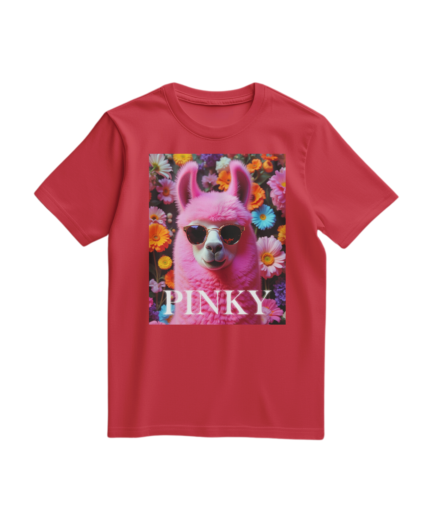 Camalestore camiseta rosa com estampa de Llama Studio, t-shirt casual de algodão com design divertido e colorido.