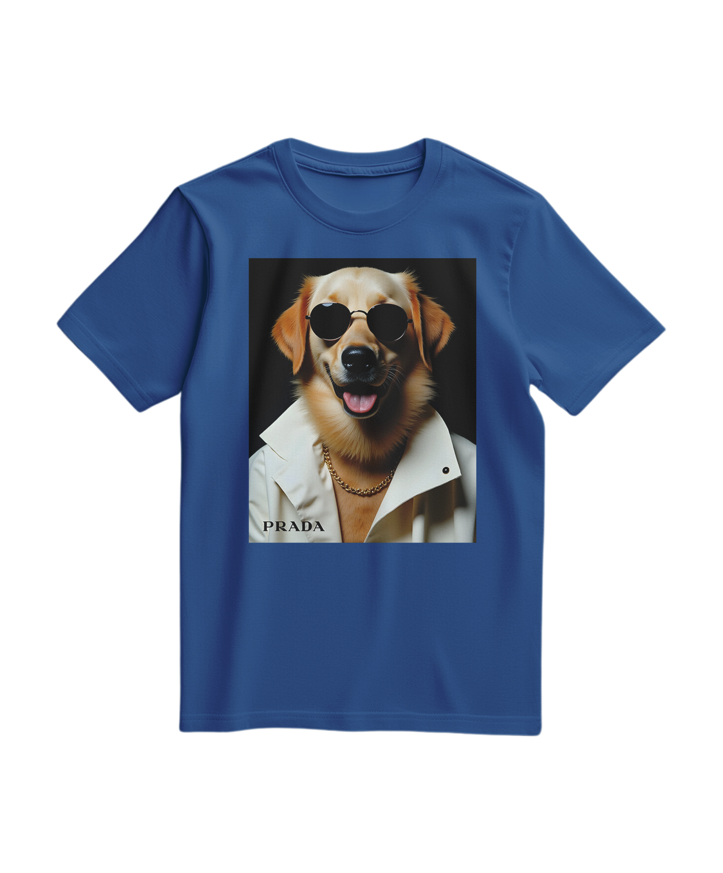 Camalestore T-shirt Golden Style azul royal, camiseta de manga curta com estampa moderna, visual casual e confortável.