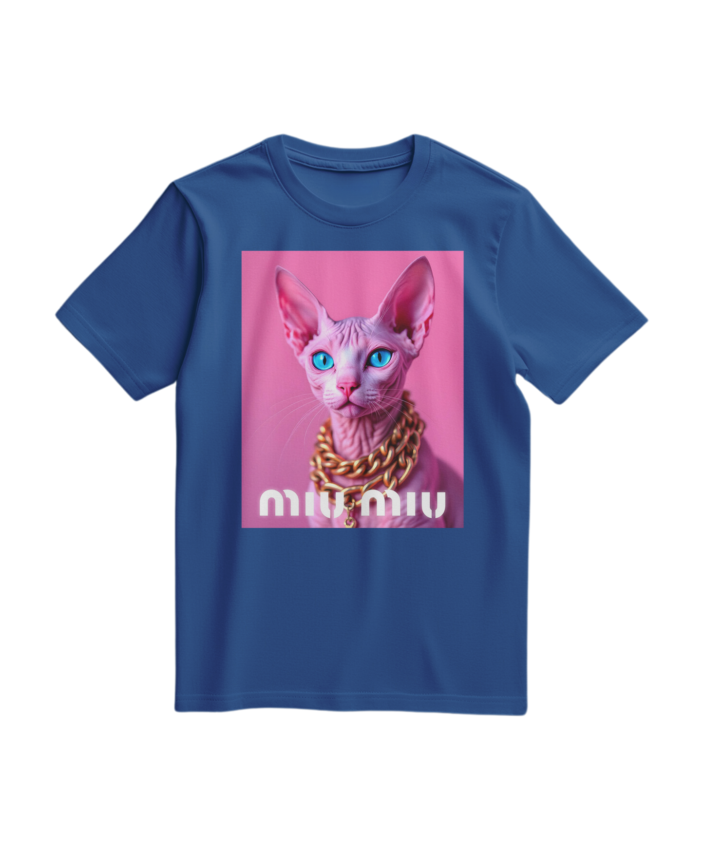 Camalestore camiseta rosa com detalhes dourados e estampa de esfinge Sphynx, estilo casual e confortável.
