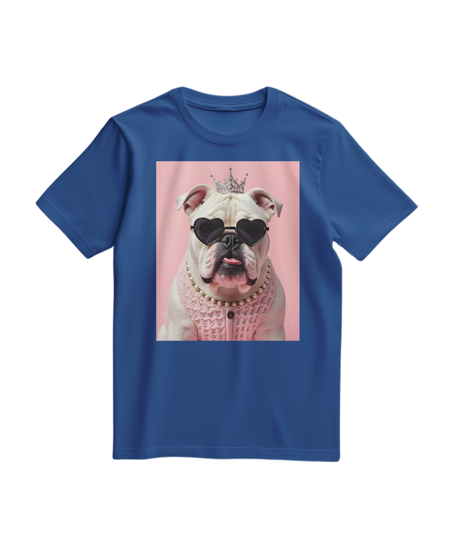Camalestore T-shirt Diva Dog Elite azul royal, camiseta confortável com estampa divertida de cachorro para mulheres.