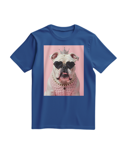 Camalestore T-shirt Diva Dog Elite azul royal, camiseta confortável com estampa divertida de cachorro para mulheres.