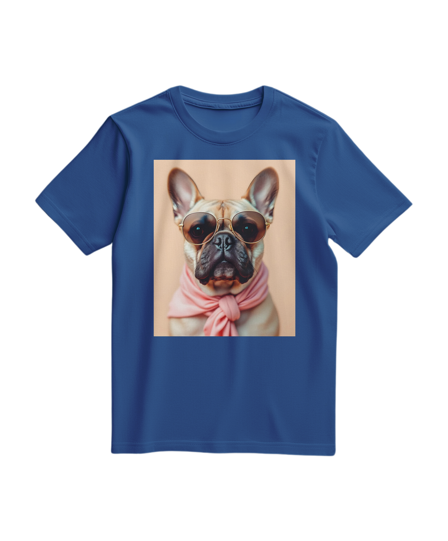 Camalestore T-shirt Royal Muse azul, camiseta de algodão com design moderno, vista frontal com gola e mangas curtas
