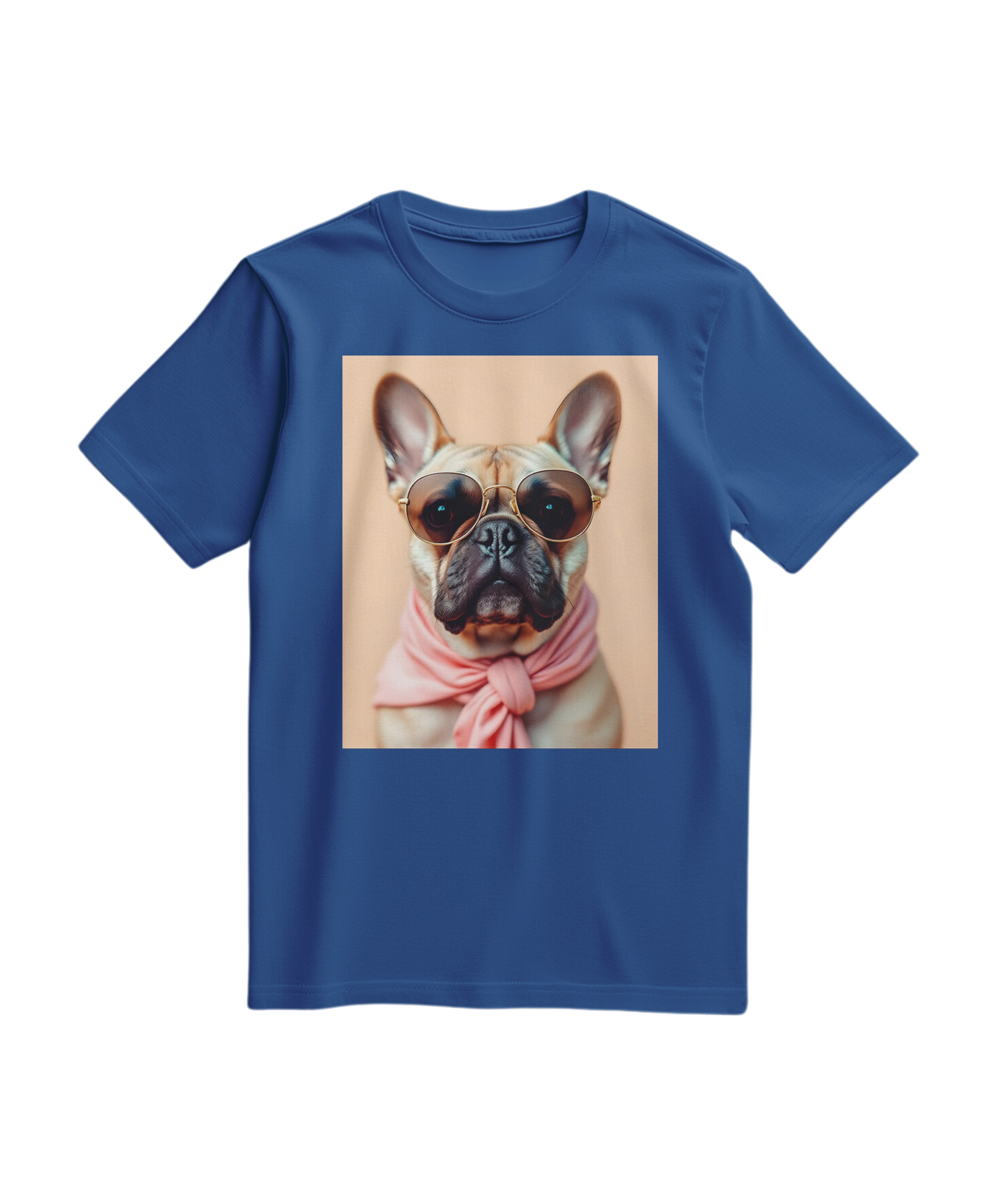 Camalestore T-shirt Royal Muse azul, camiseta de algodão com design moderno, vista frontal com gola e mangas curtas