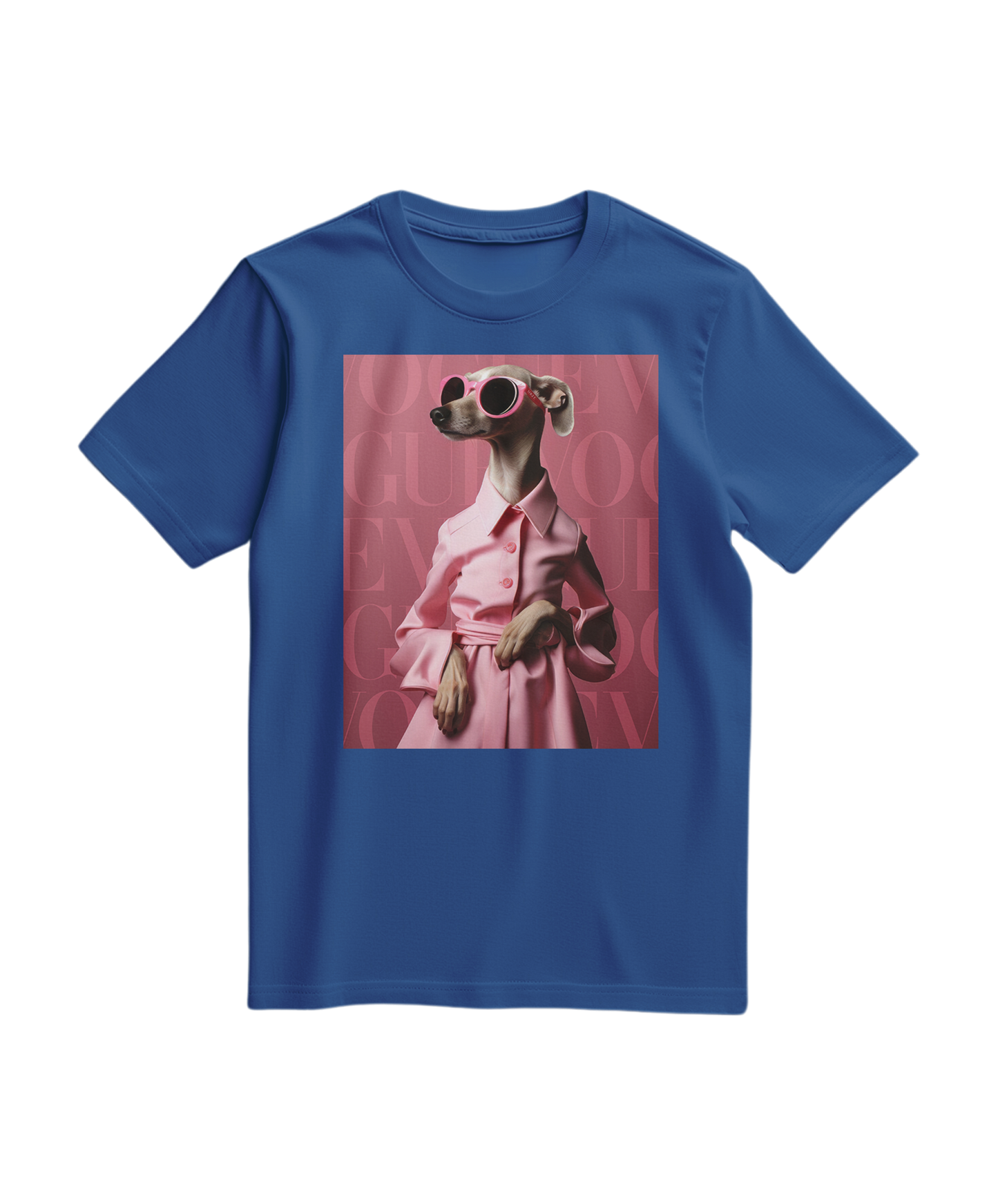 Camalestore T-shirt Skinny Pinky azul royal, vista frontal, tecido confortável, design moderno, para uso casual.