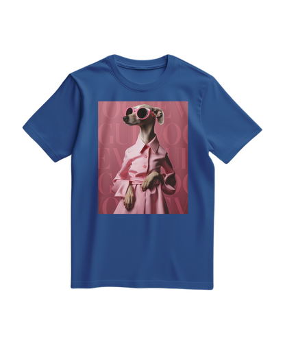 Camalestore T-shirt Skinny Pinky azul royal, vista frontal, tecido confortável, design moderno, para uso casual.