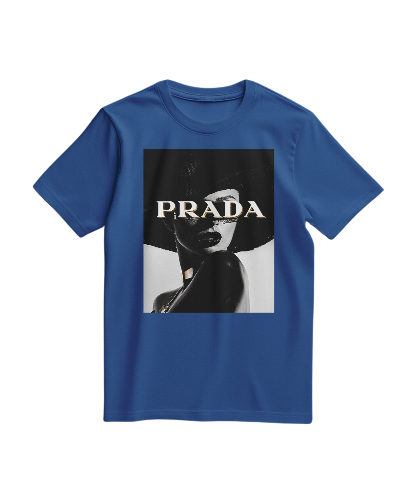 Camiseta azul royal Shadow Couture Muse da Camalestore, com design moderno e corte confortável, exibe detalhes na frente.