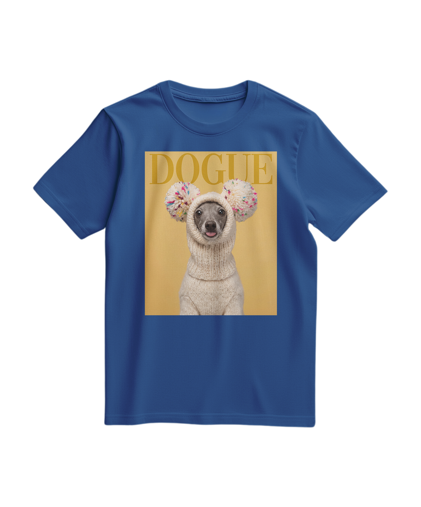 Camiseta azul royal da Camalestore com estampa de cachorro Dogue, estilo casual e confortável para uso diário.