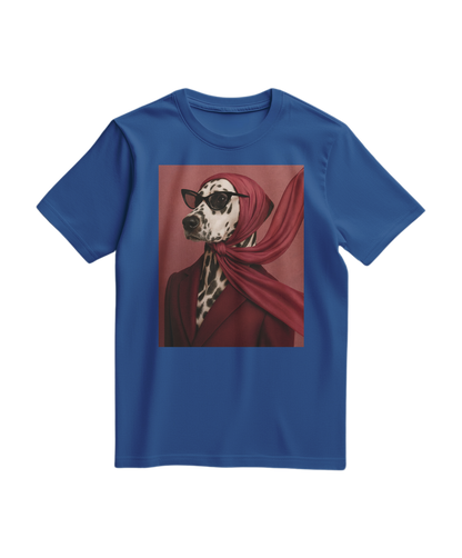 Camalestore T-shirt Spot Luxe azul royal, camiseta casual de algodão com estampa de pontos, confortável e com estilo moderno.