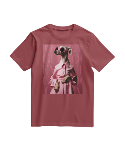 Camalestore T-shirt Skinny Pinky de cor terracota, vista frontal com detalhes de tecido e acabamento confortável.