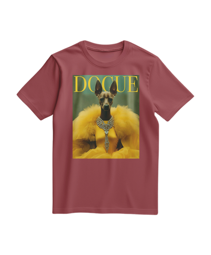 Camiseta Dogue Majestic em tom terracota, camiseta casual de algodão com estampa de cachorro, para uso diário.