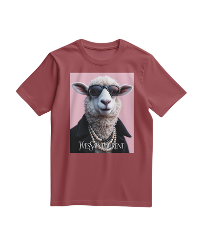 Camiseta terracota da Camalestore com ícone de ovelha de pérola, design simples e confortável para uso casual.