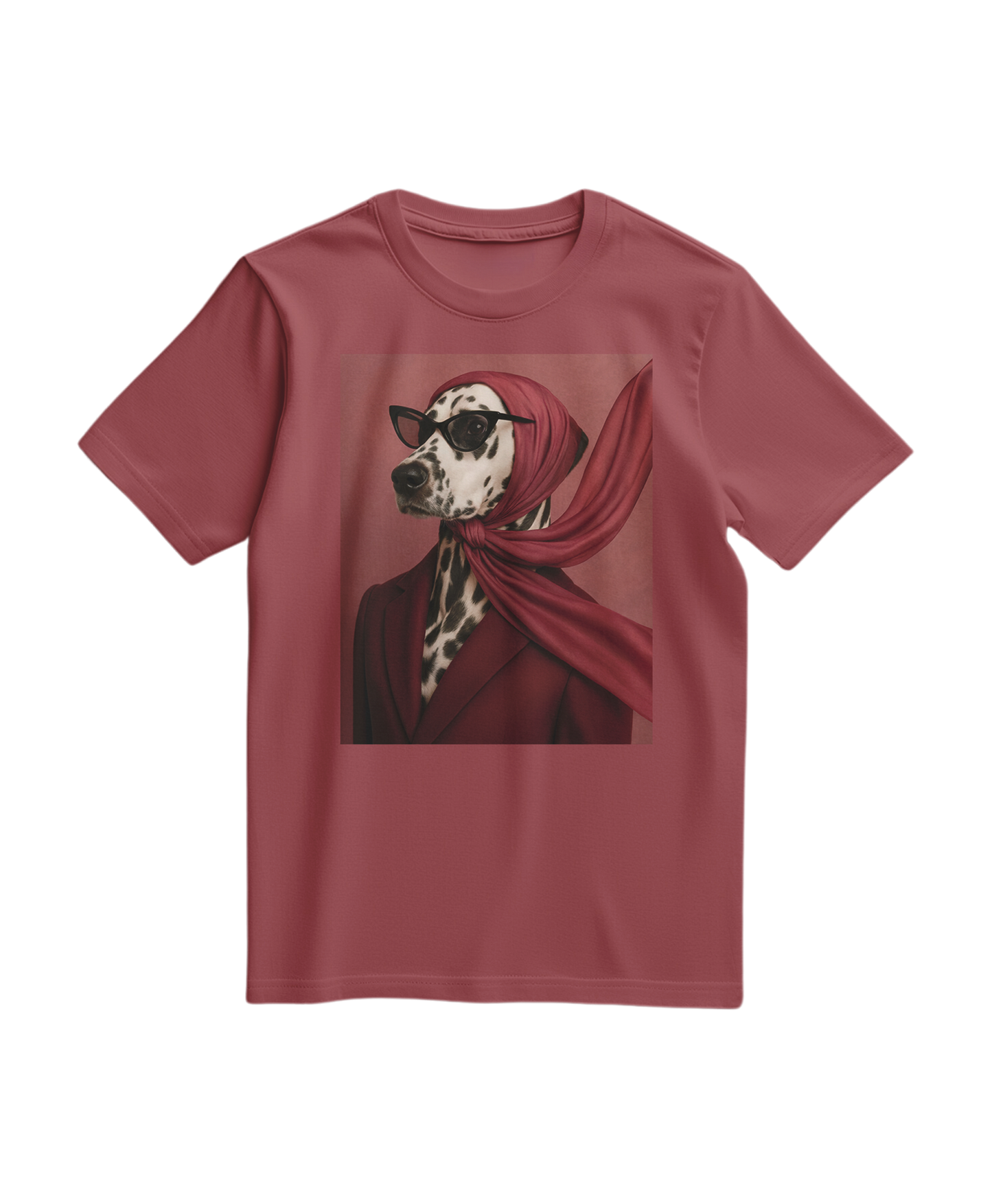 Camiseta Spot Luxe da Camalestore em tom terracota, com estampa de pontos pretos e corte confortável.