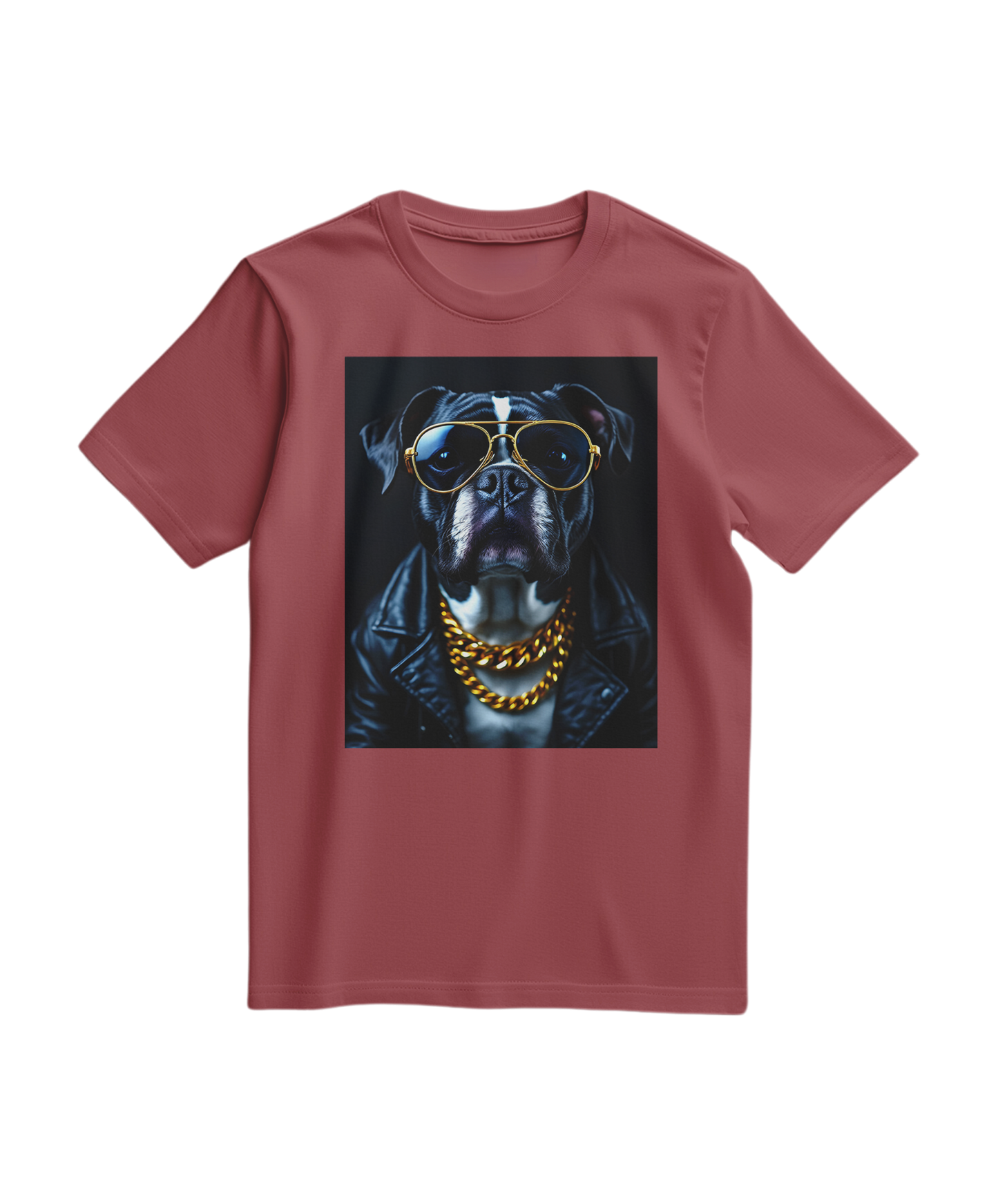 T-shirt Golden Rocker da Camalestore em tom terracota, com design moderno e confortável, mais detalhes visíveis na imagem.