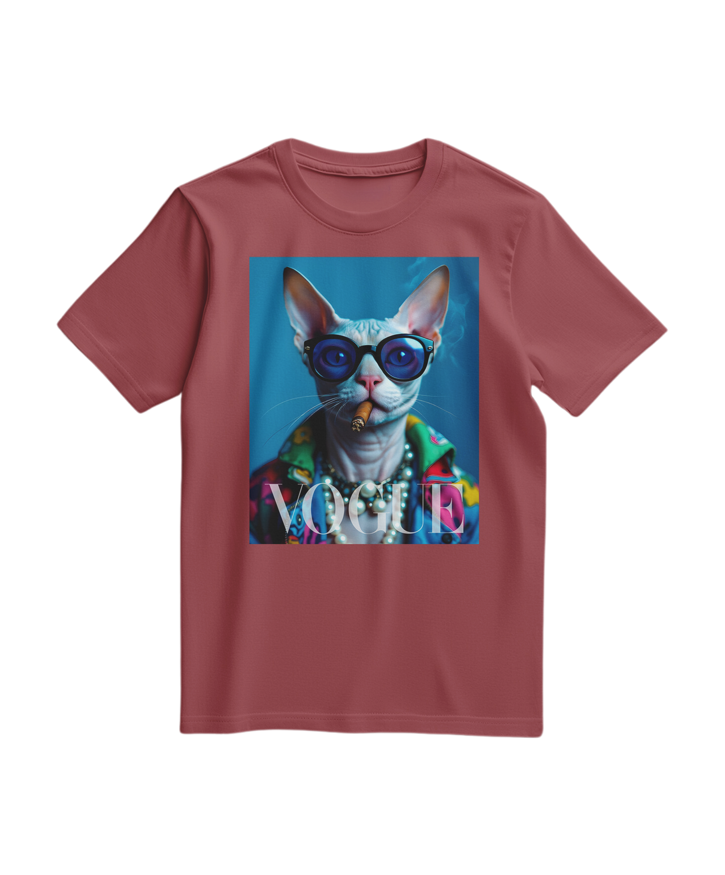 Camalestore T-shirt Neo-Sphynx em tom terracota, com estampa moderna e confortável, feito de tecido leve.