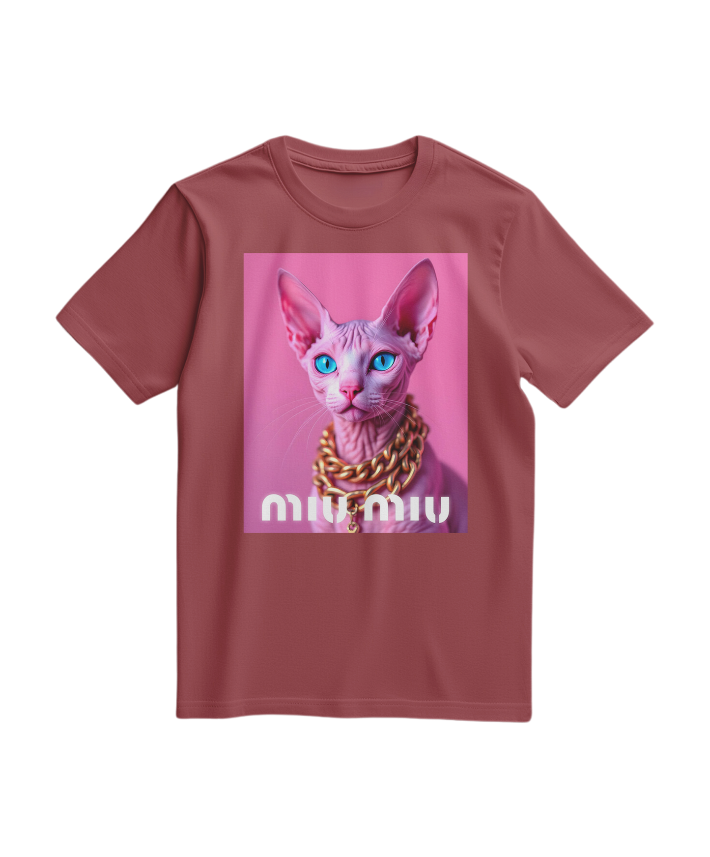 Camalestore camiseta pink com detalhes dourados do Sphynx, estilo confortável e moderno, vista frontal.