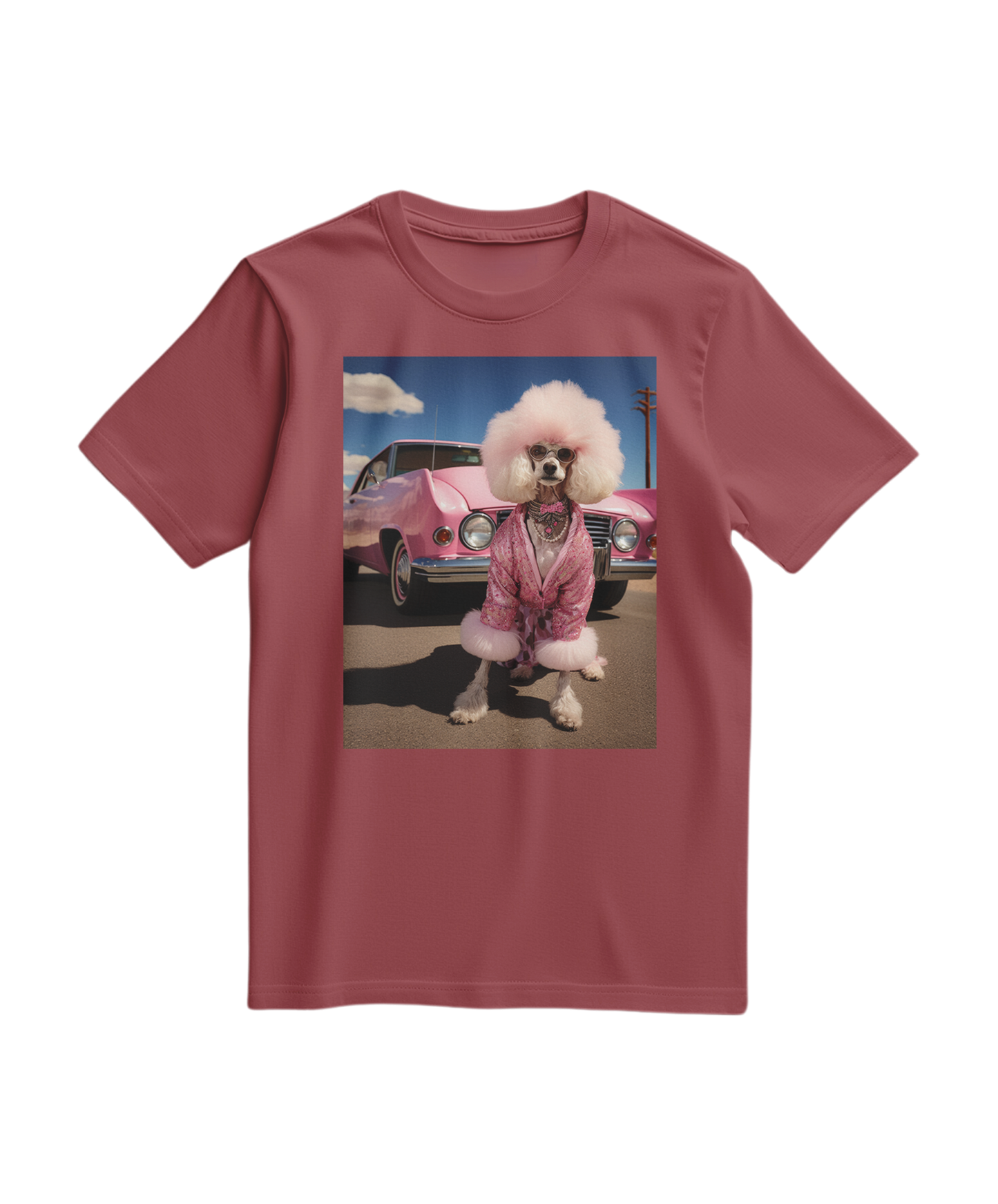 Camalestore camiseta Dream Ride em terracota com estampa gráfica, feita de algodão confortável, vista frontal.