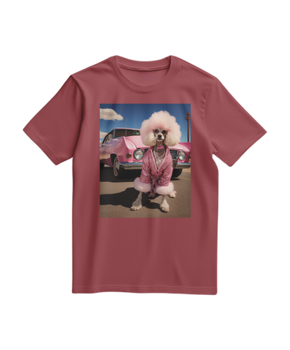 Camalestore camiseta Dream Ride em terracota com estampa gráfica, feita de algodão confortável, vista frontal.