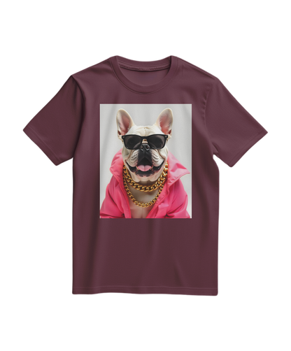 Camiseta Bulldog Azure Pop da Camalestore, com estampa de bulldog azul em tecido confortável, vista frontal.