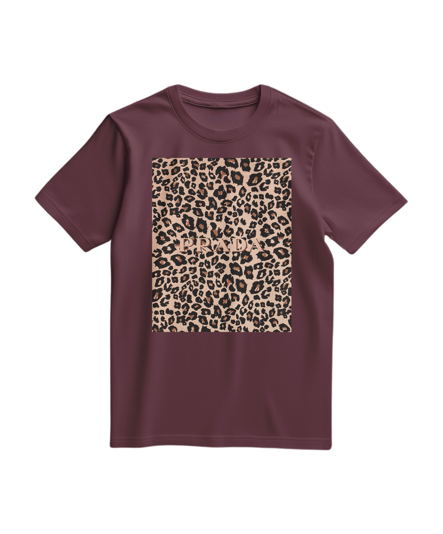 Camiseta T-shirt Leopard Blush da Camalestore, com estampa de leopardo em tons rosados, vista de frente sobre fundo branco.