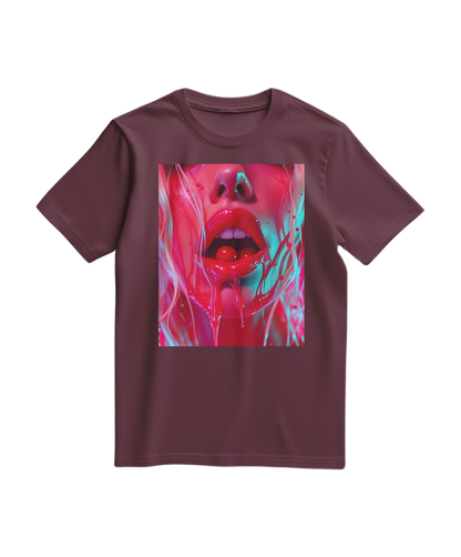 Camiseta Cherry Glaze da Camalestore, estilo casual com estampa de cereja, em tecido confortável, vista frontal.