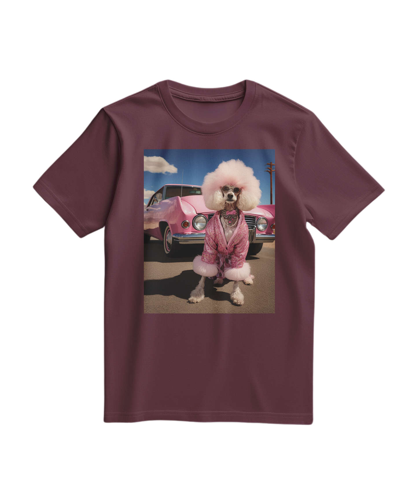 Camiseta Dream Ride da Camalestore em tom vinho, com design gráfico na frente, feita de algodão confortável.
