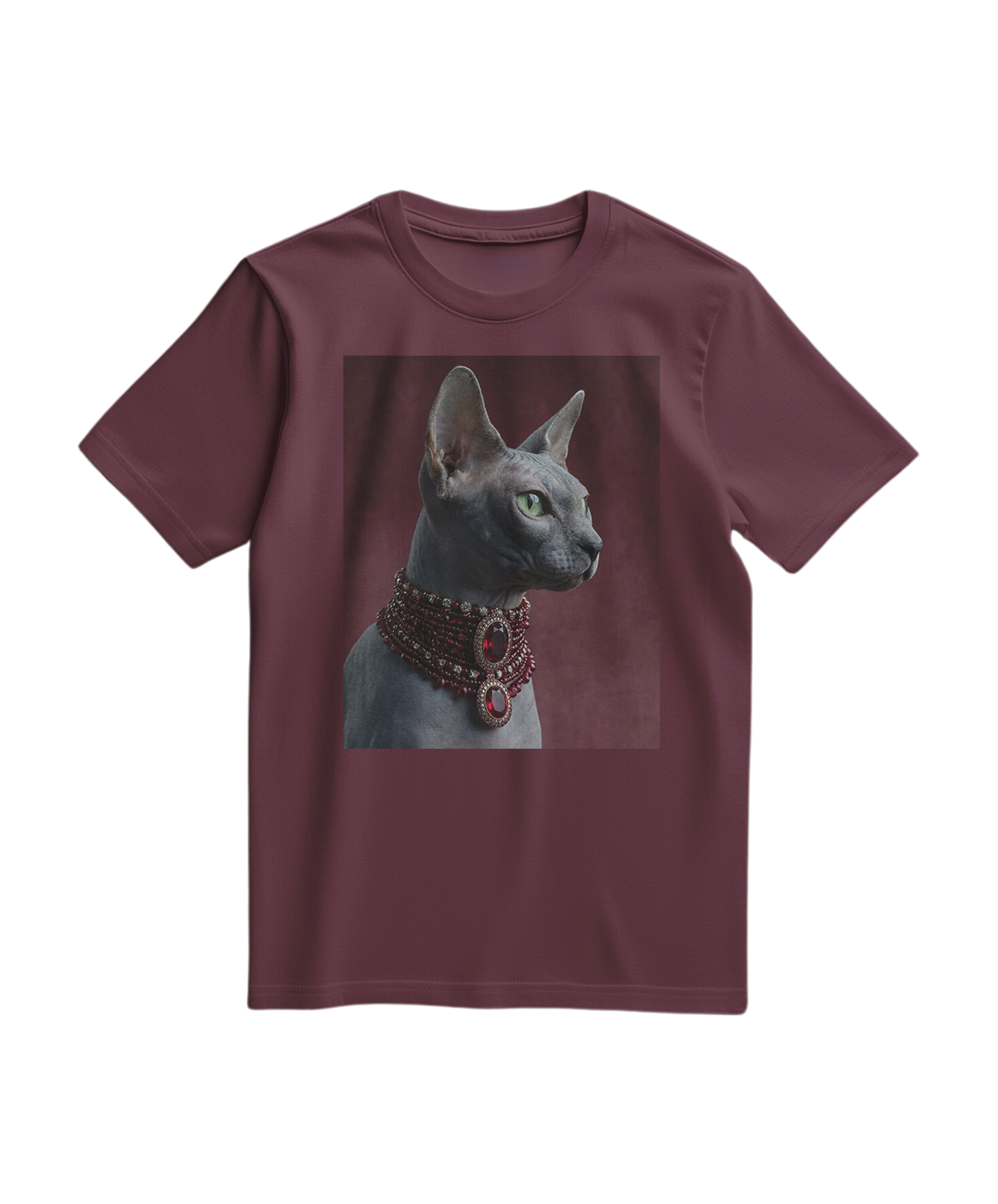 Camiseta Emerald Muse Elite da Camalestore, t-shirt de cor vinho com design estilizado, vista frontal no produto.