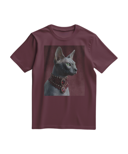 Camiseta Emerald Muse Elite da Camalestore, t-shirt de cor vinho com design estilizado, vista frontal no produto.