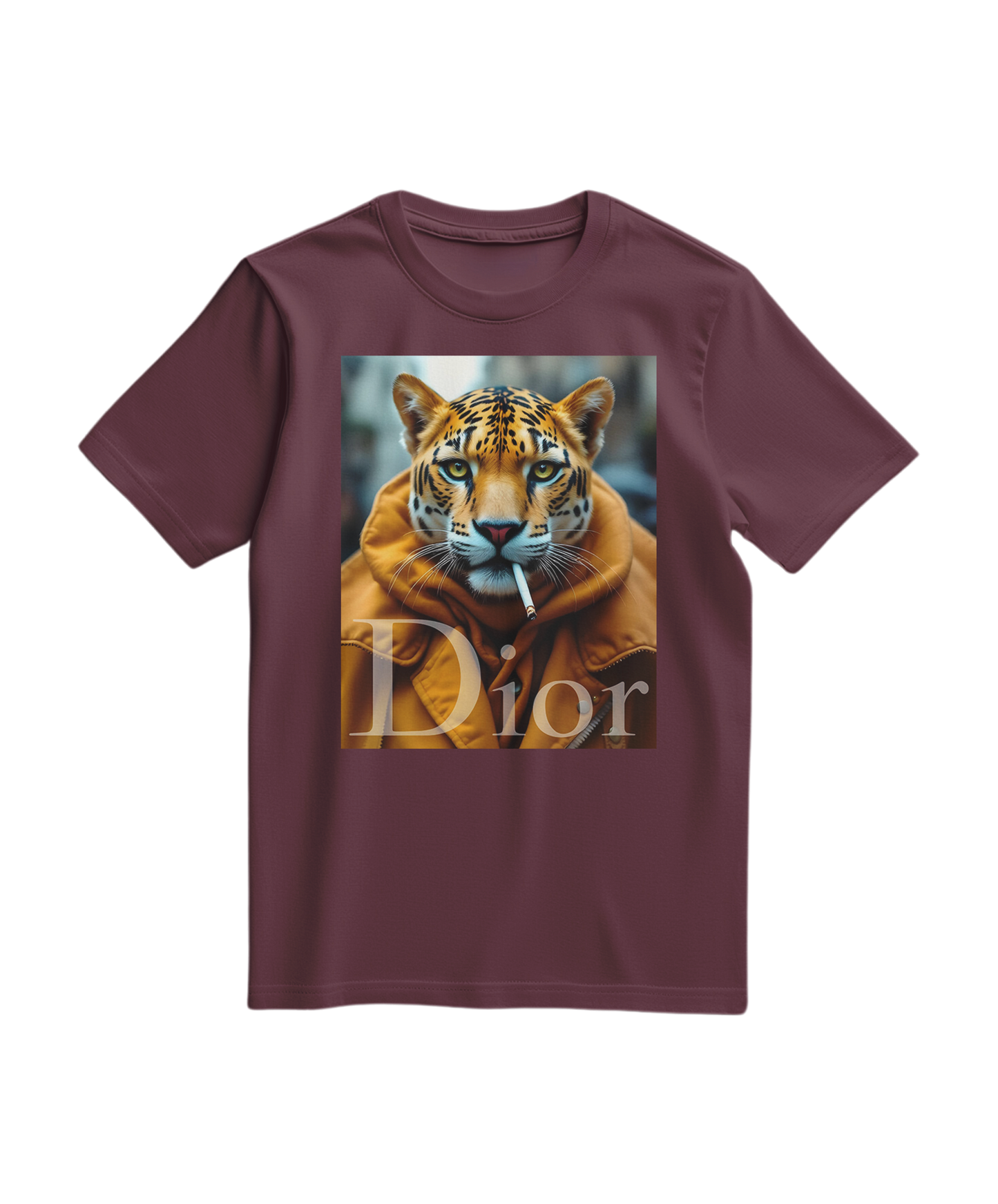Camalestore camiseta Jaguar Raw vinho, t-shirt de algodão com estampa de jaguar em cores vibrantes.
