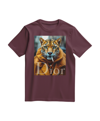 Camalestore camiseta Jaguar Raw vinho, t-shirt de algodão com estampa de jaguar em cores vibrantes.