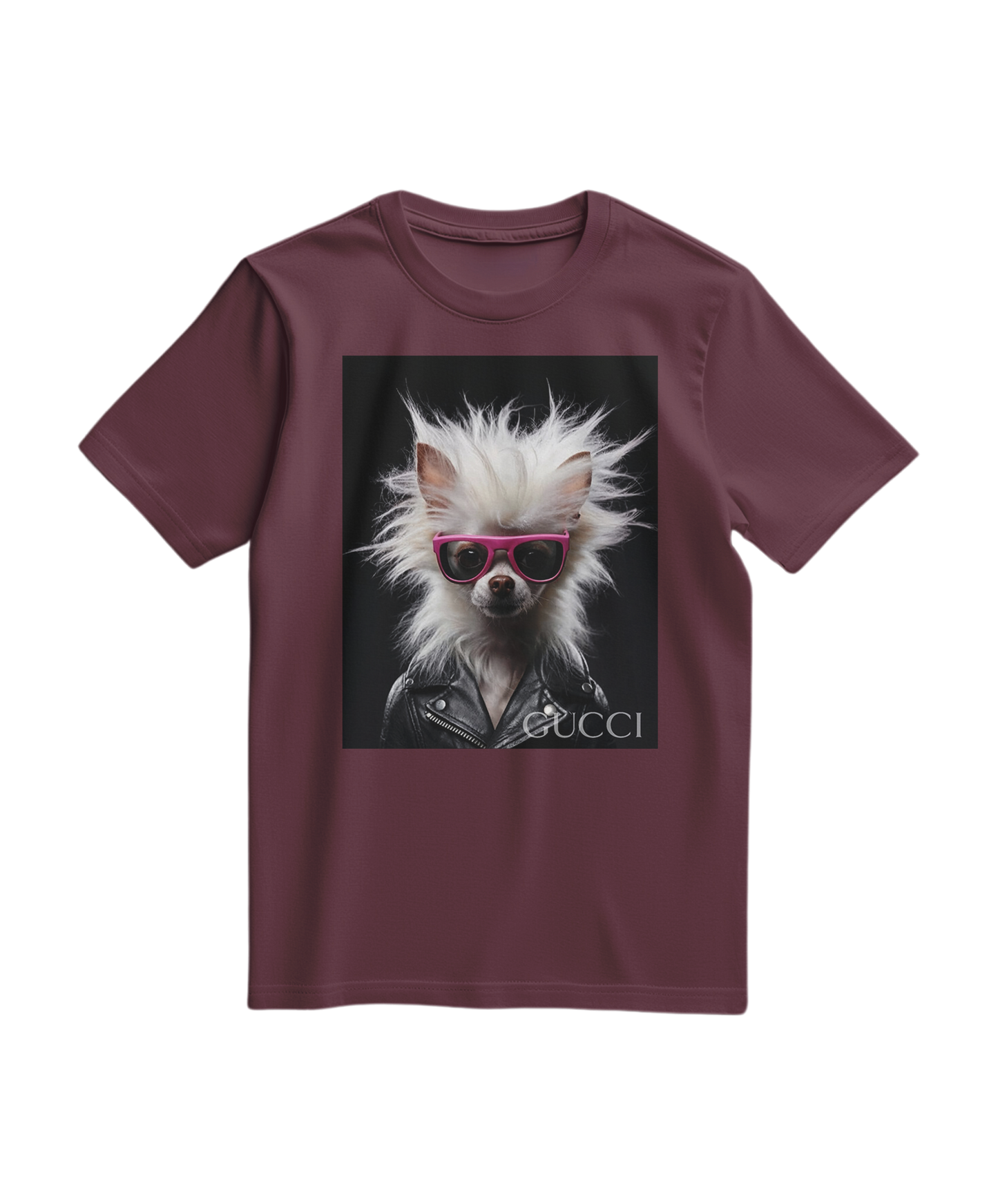 Camiseta Rebel Fur da Camalestore, em vinho, com estampa moderna, feita de algodão confortável, exibida na imagem.