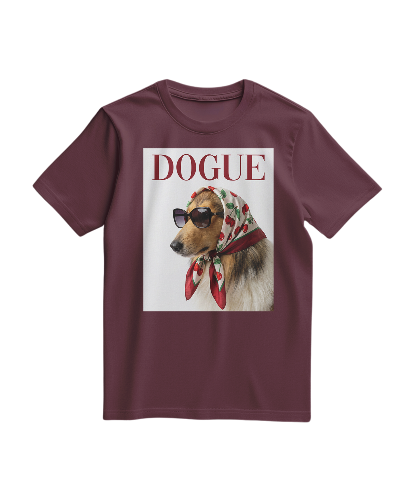 T-shirt vintage Dogue Muse da Camalestore, com design clássico de cão, em tom vinho, de tecido confortável e estilo casual.