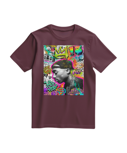 Camalestore camiseta graffiti com coroa, estampada com design vibrante e moderna, ideal para estilo urbano e casual.