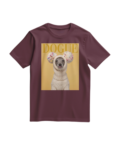 Camiseta T-shirt Dogue Balaclava da Camalestore, com estampa de cachorro e design confortável, em tom vinho.