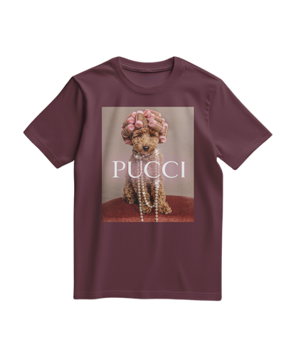 Camalestore T-shirt Poo Glam vinho, camiseta casual com estampa divertida, feita de tecido confortável.