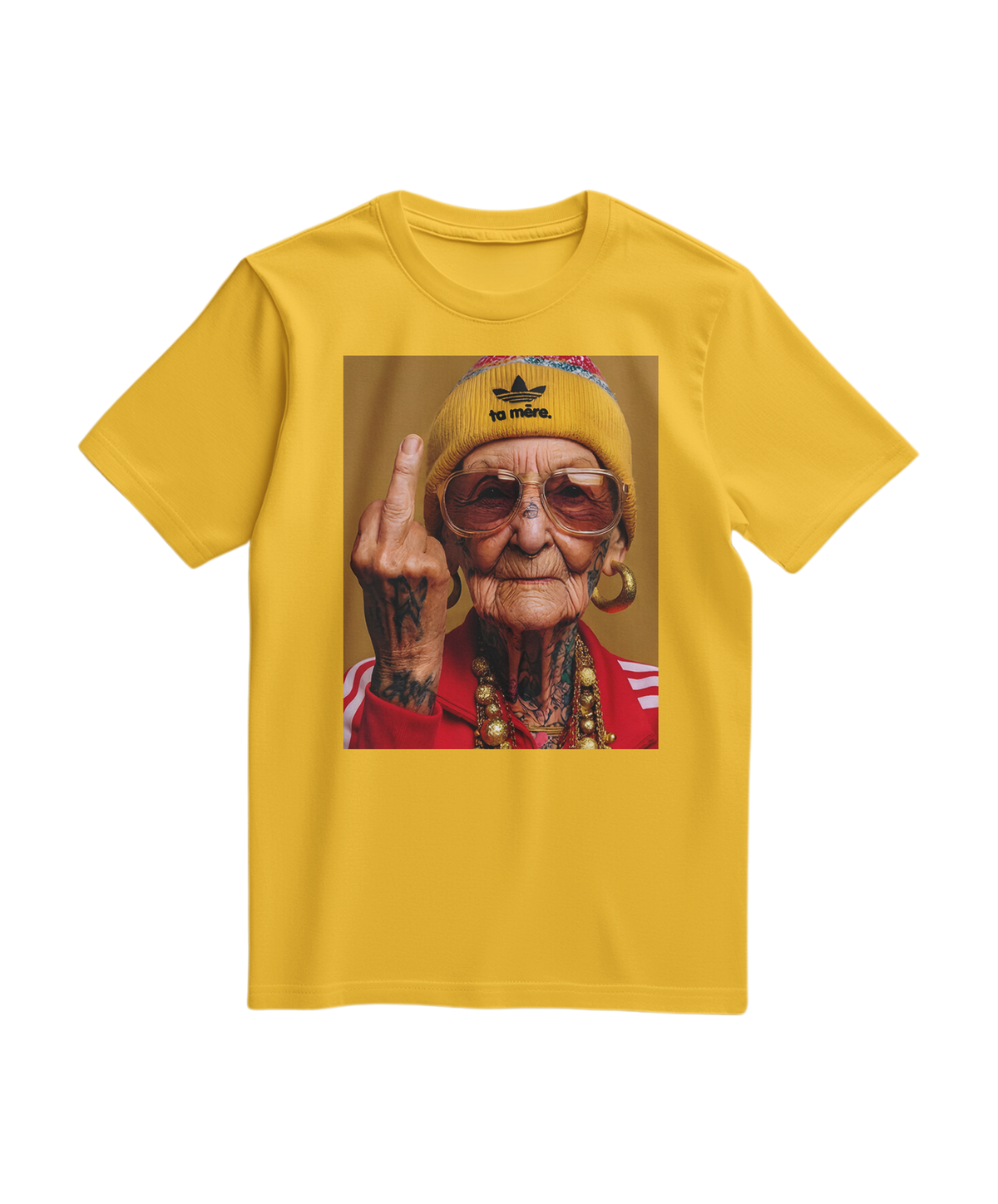 Camiseta amarela da marca Camalestore com design casual, vista de frente, feita de algodão confortável.