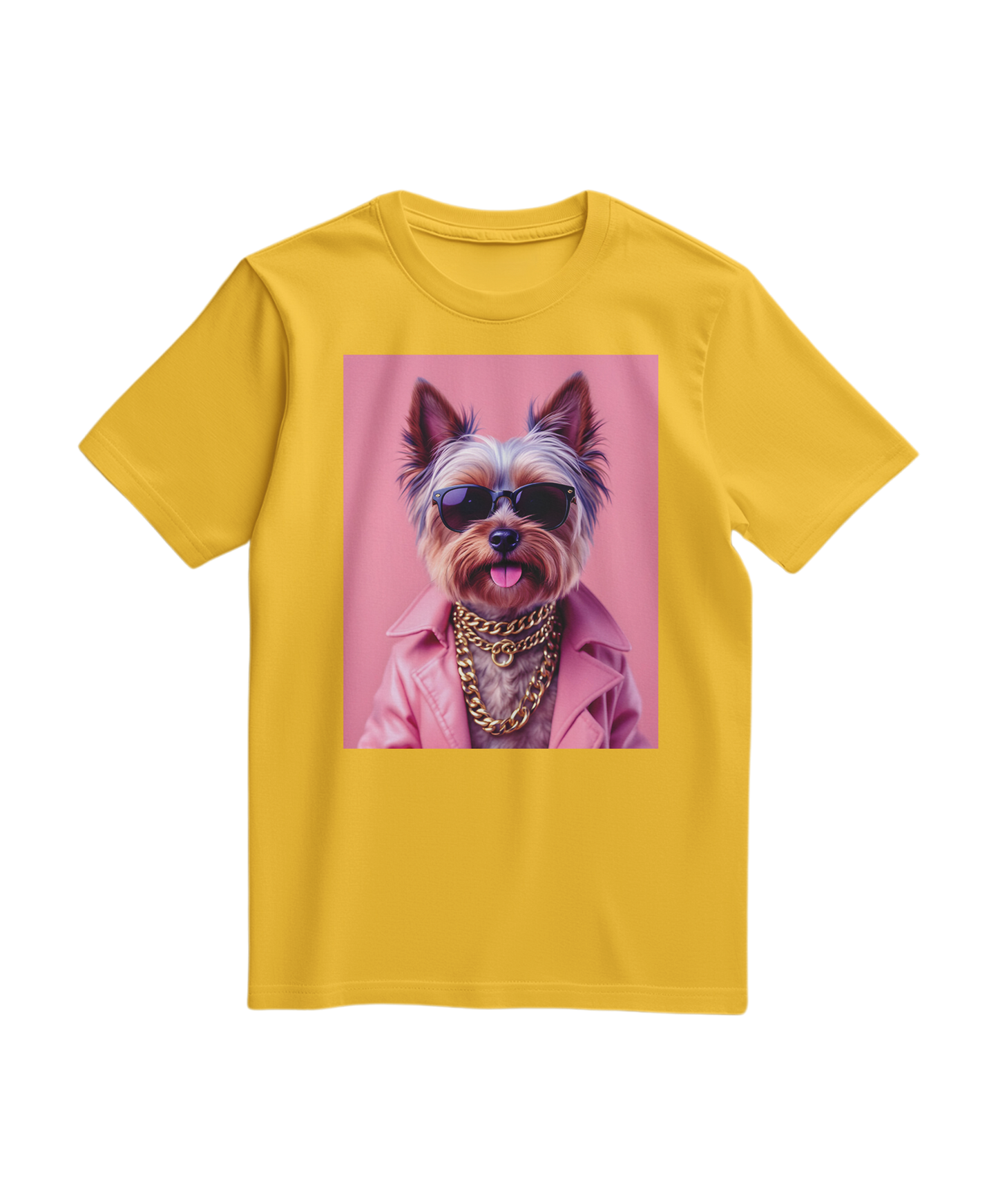 Camiseta amarelo Camalestore com estampa de rua e ícone de Yorkshire, t-shirt casual para homens e mulheres.