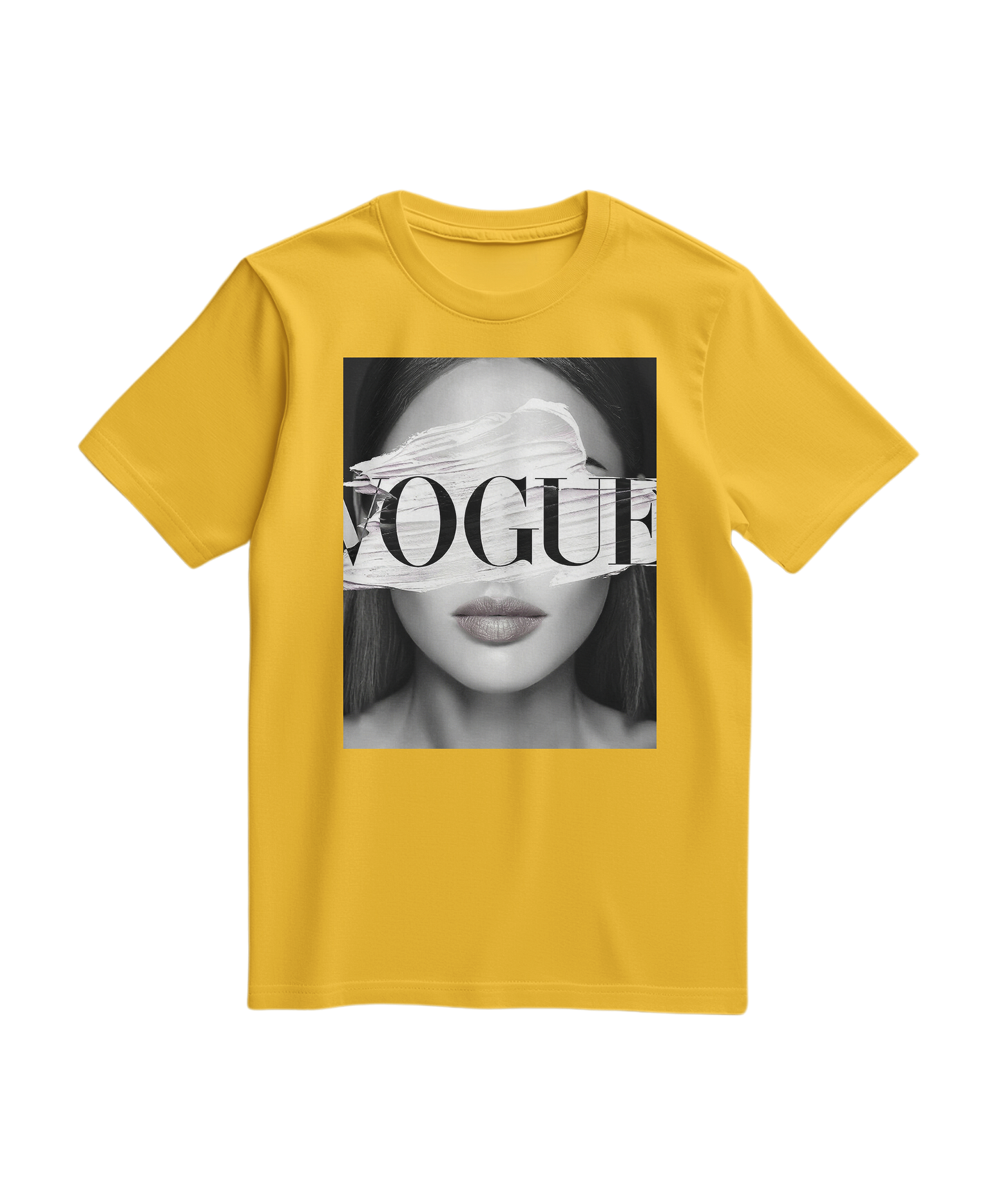 Camalestore T-shirt V Eyes amarela, confortável, com estampa de olhos na parte frontal, modelo casual e moderno.