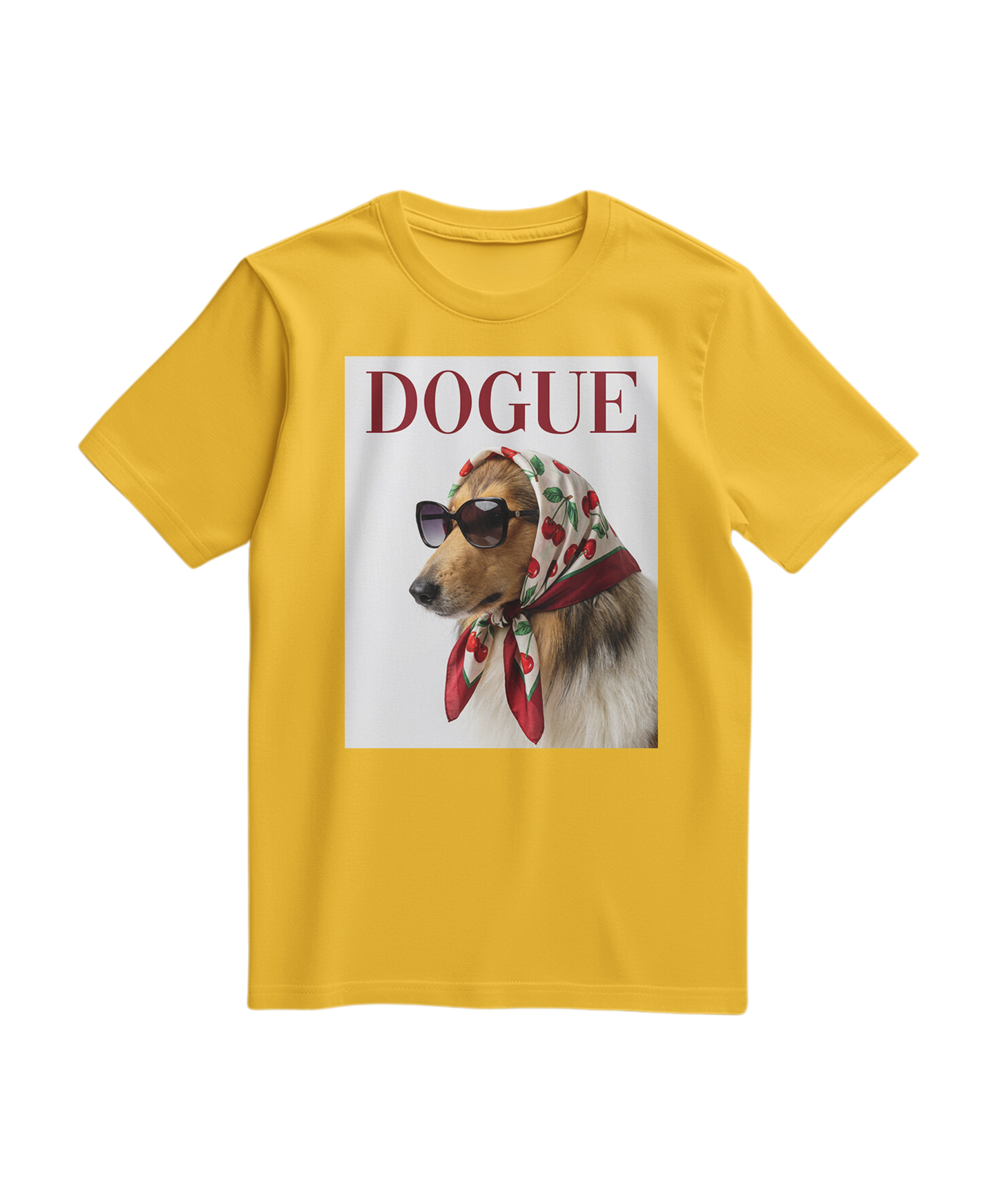 T-shirt vintage Dogue Muse amarelo, camisola de algodão com design retrô, modelo casual da marca Camalestore