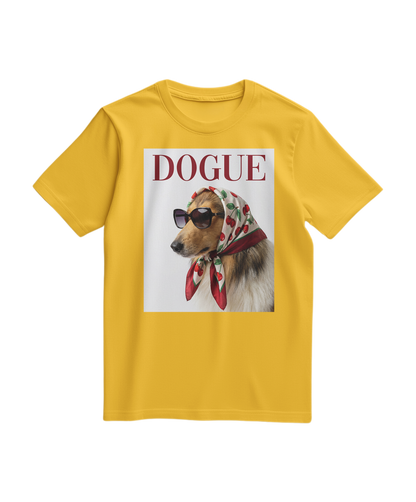 T-shirt vintage Dogue Muse amarelo, camisola de algodão com design retrô, modelo casual da marca Camalestore