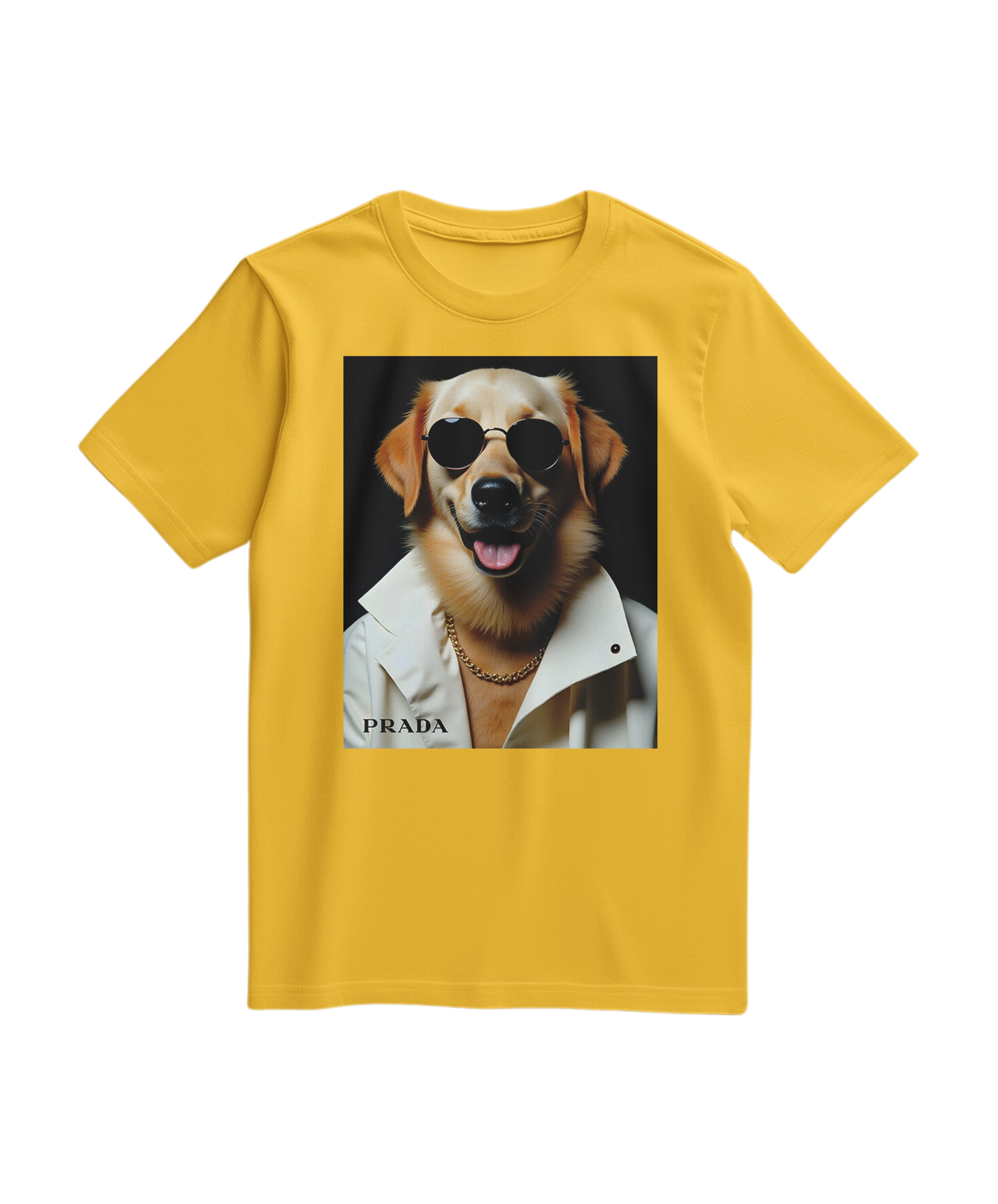 Camalestore T-shirt amarelo Golden Style, manga curta, tecido confortável, design moderno e estilo casual.