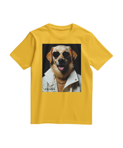 Camalestore T-shirt amarelo Golden Style, manga curta, tecido confortável, design moderno e estilo casual.
